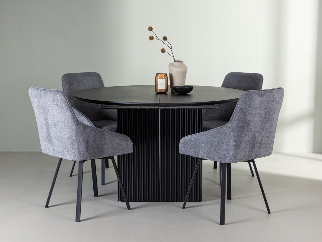Conjunto de mesas y sillas para comedor Dallas 4335 (Negro + Gris oscuro)