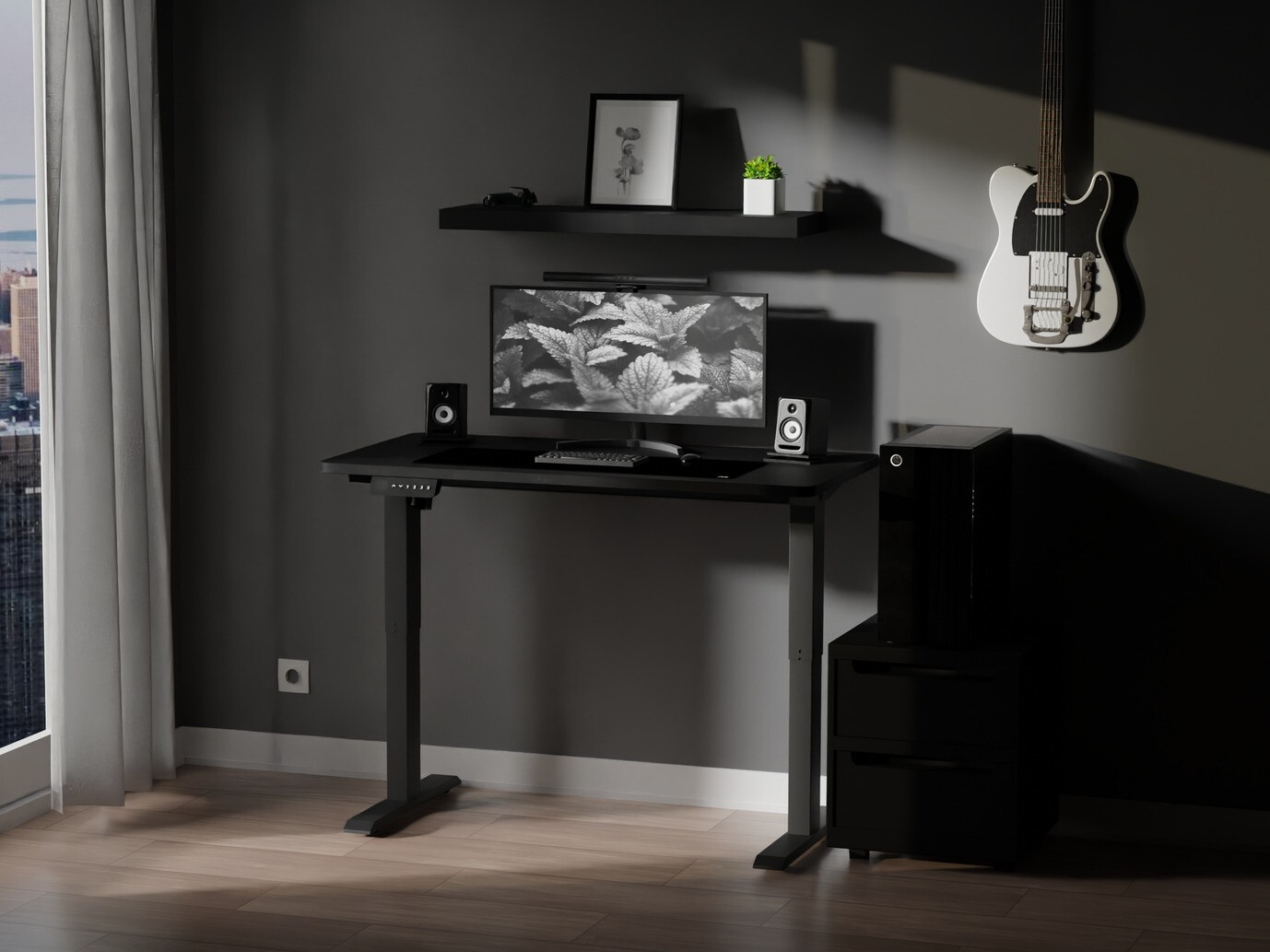 Escritorio de altura regulable Lodi 100 (Negro)