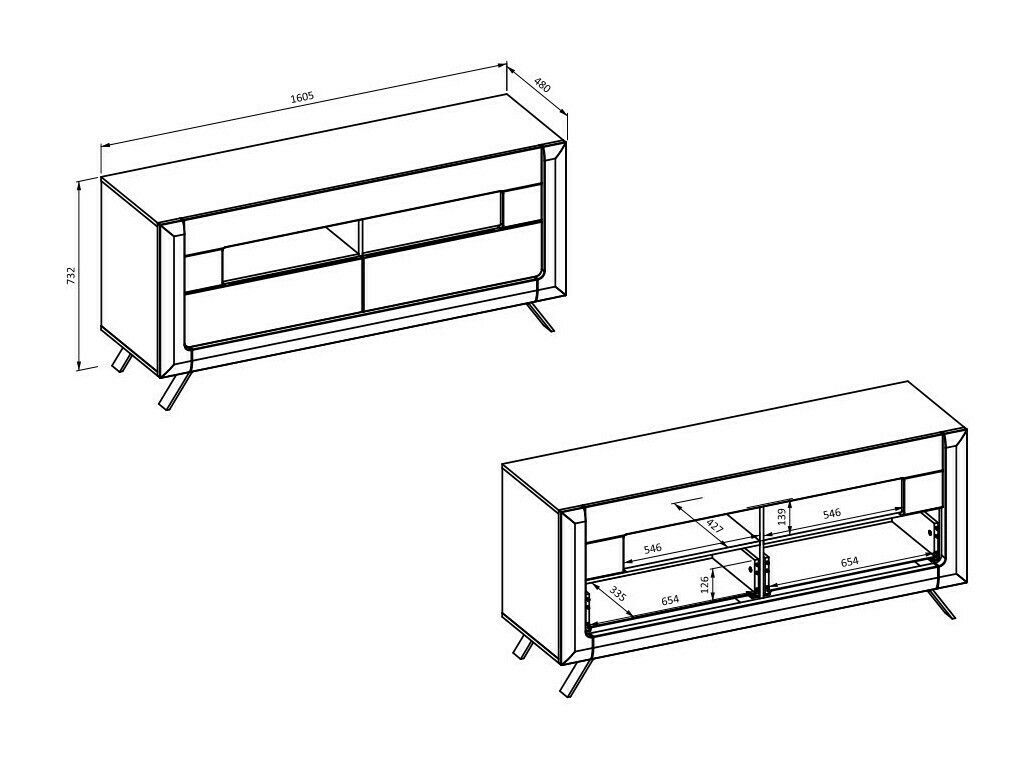 Mueble TV Sovera 105 (Nuez + Negro brillante)