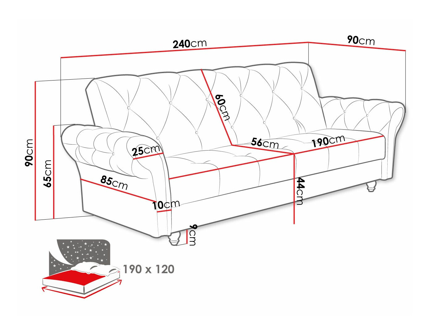 Sofá cama Columbus 209 (Kronos 19)
