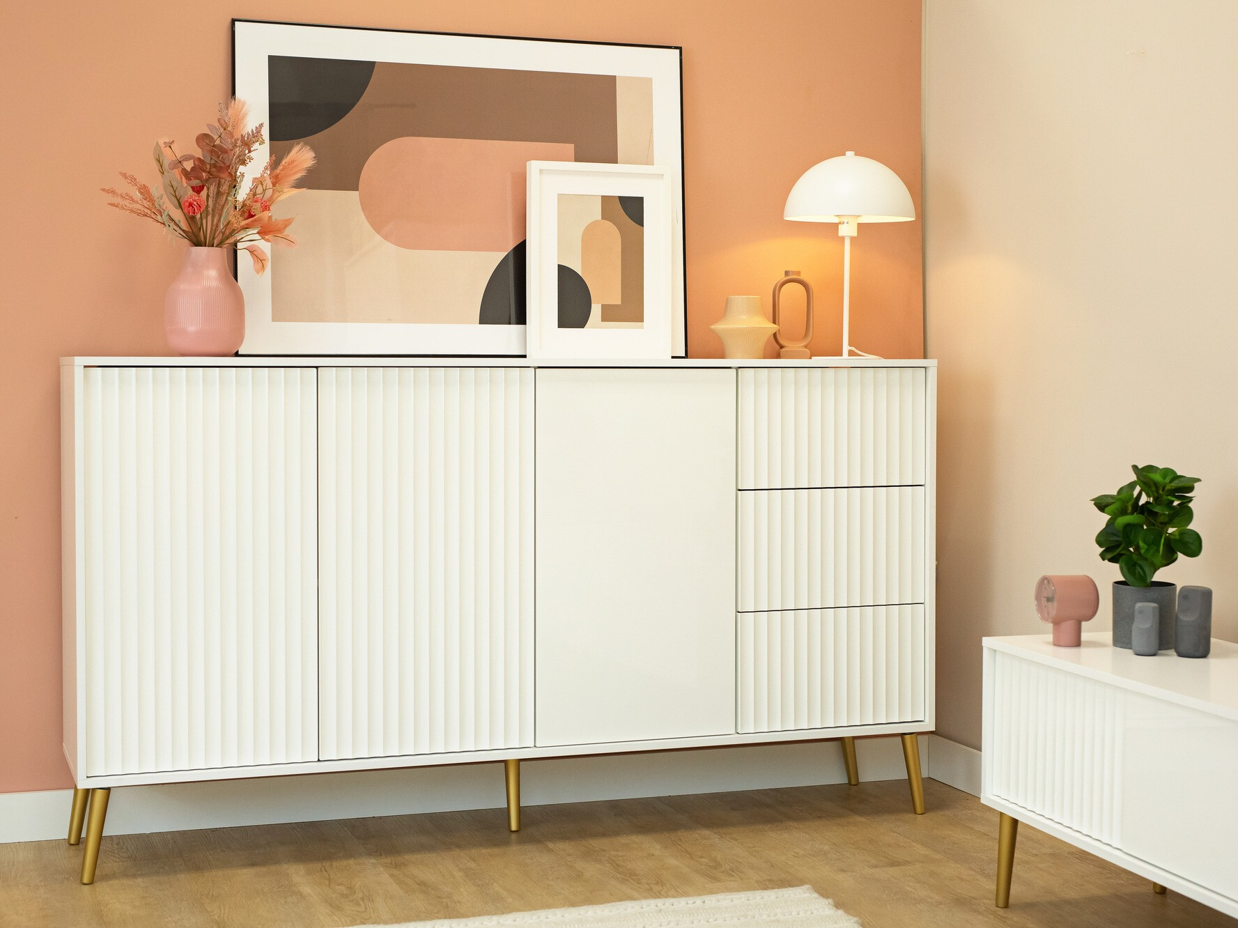 Cómoda Cirferi 102 (Blanco + Dorado)