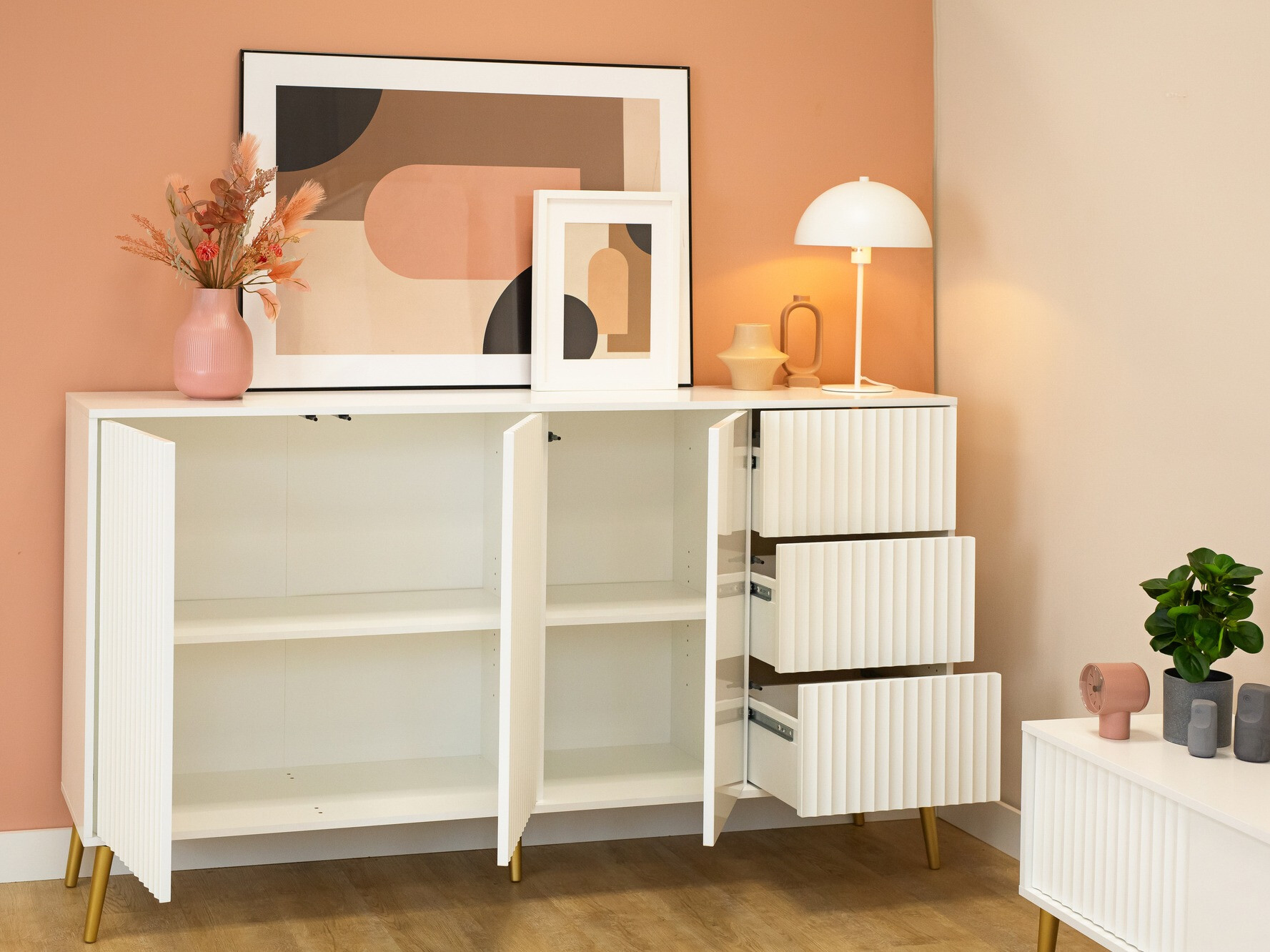 Cómoda Cirferi 102 (Blanco + Dorado)