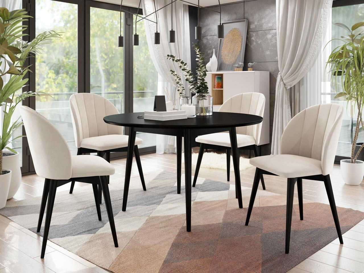 Conjunto de comedor Racine 127 (Negro + Magic Velvet 2250)