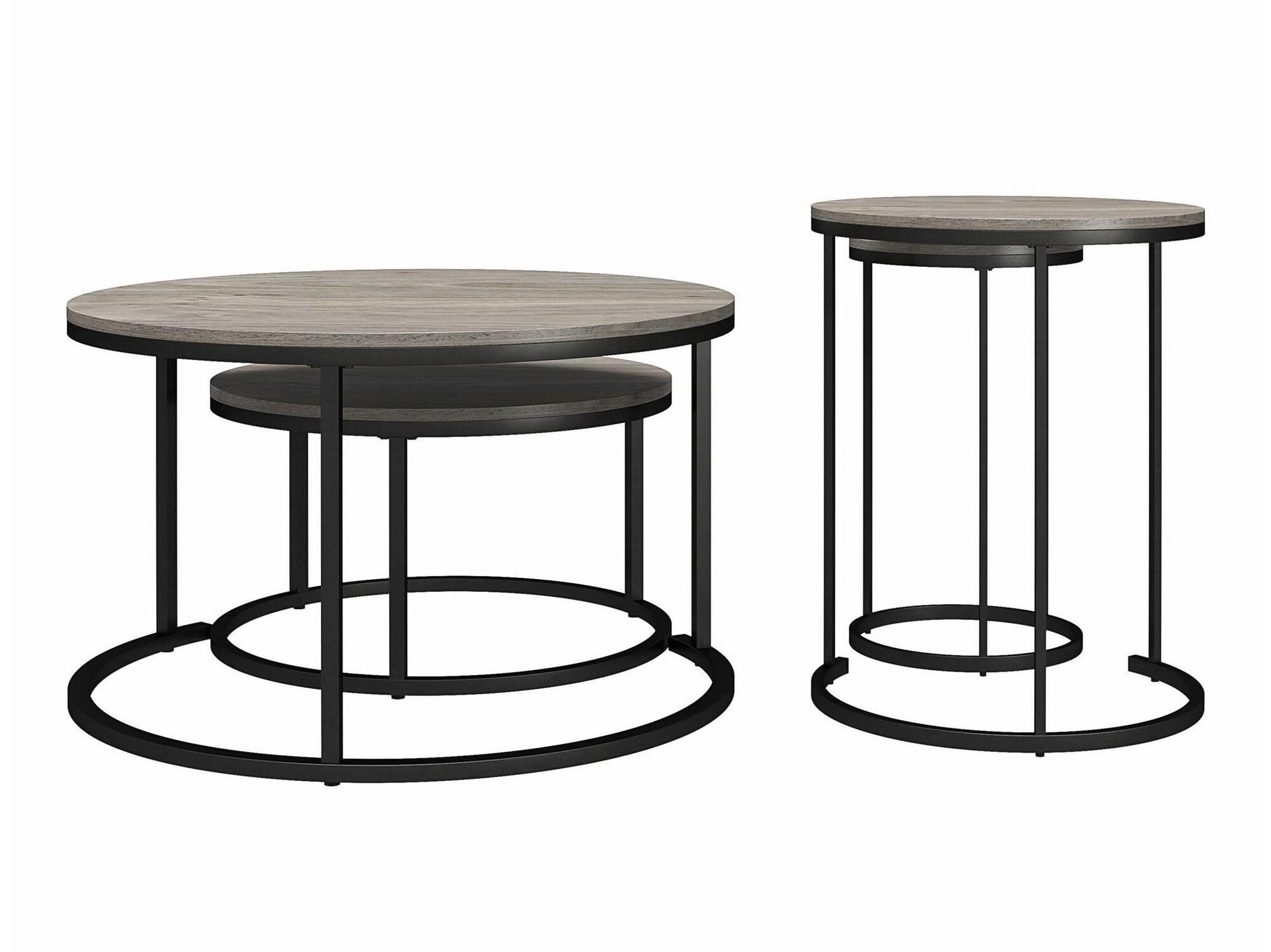 Conjunto mesa de centro Tulsa 234 (Roble gris + Negro)