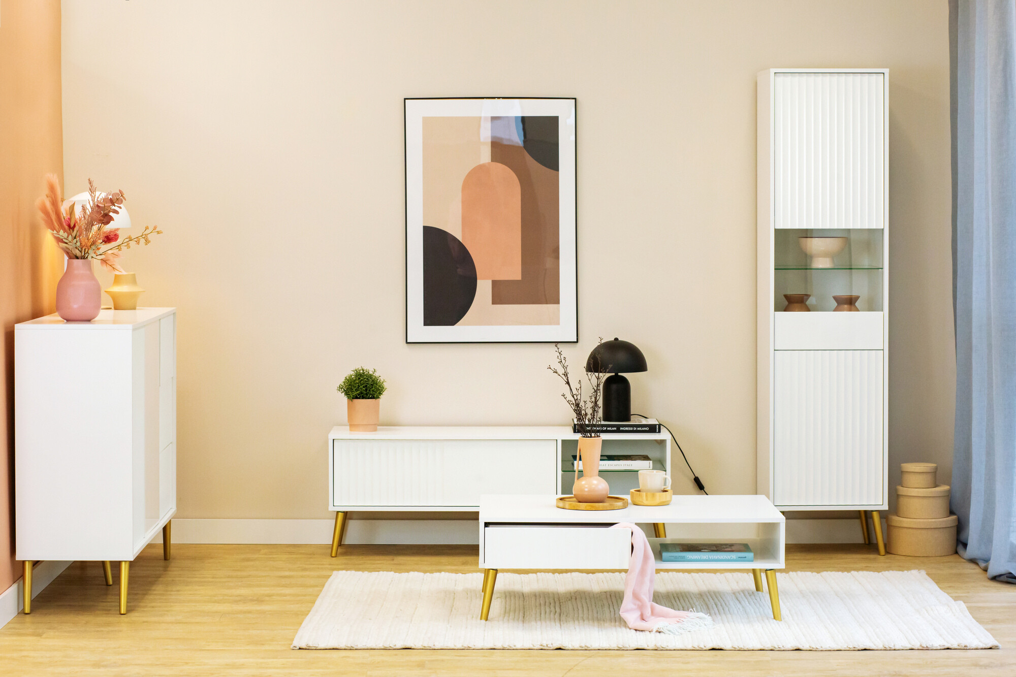 Estantería Cirferi 107 (Blanco + Dorado)