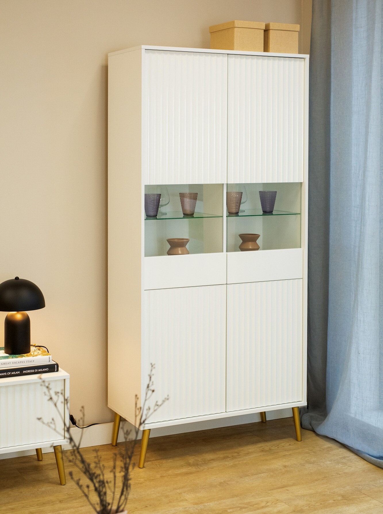 Estantería Cirferi 108 (Blanco + Dorado)