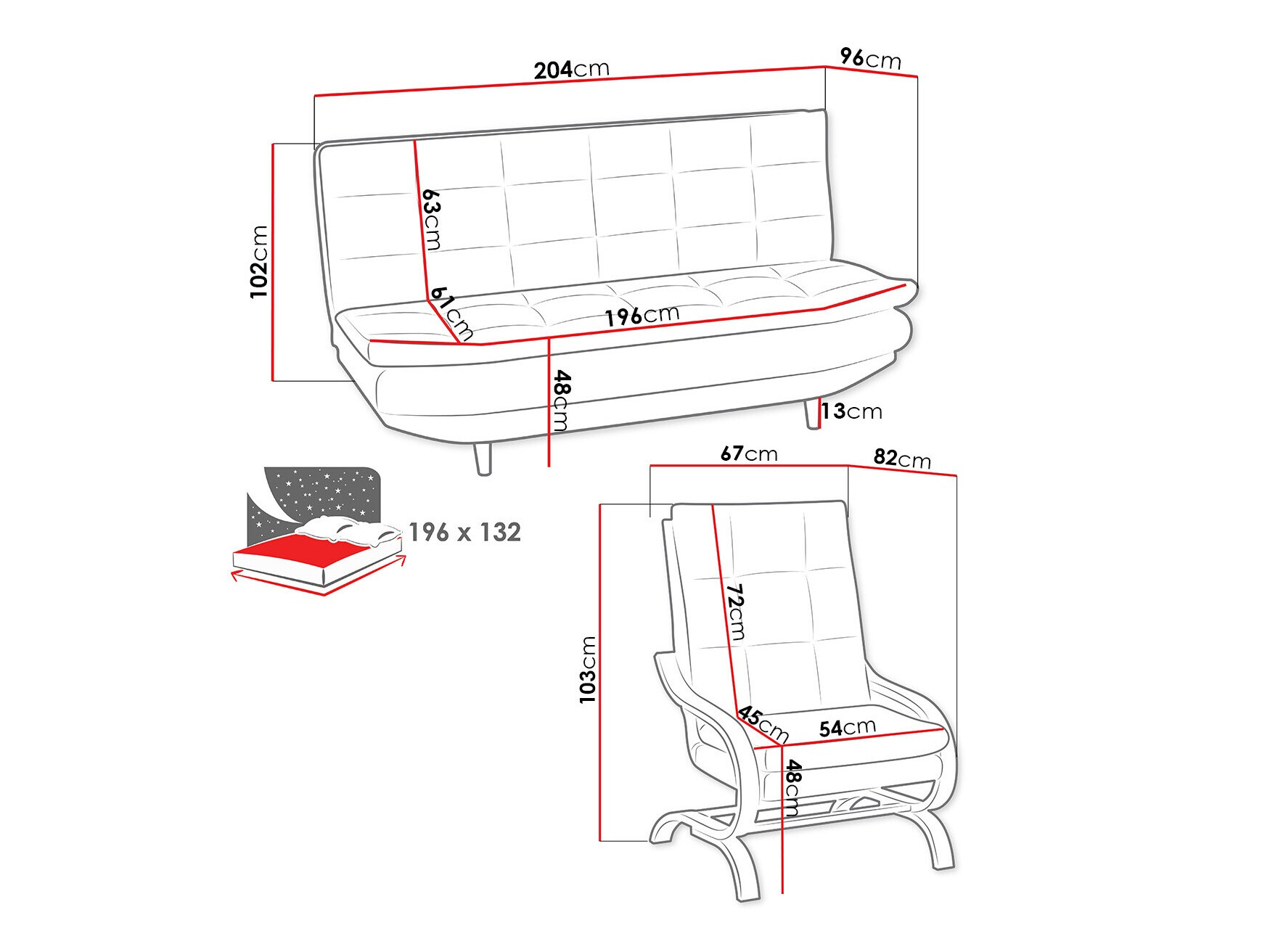 Conjunto de muebles tapizado Carlsbad 122 (Kronos 01 + Kronos 22)