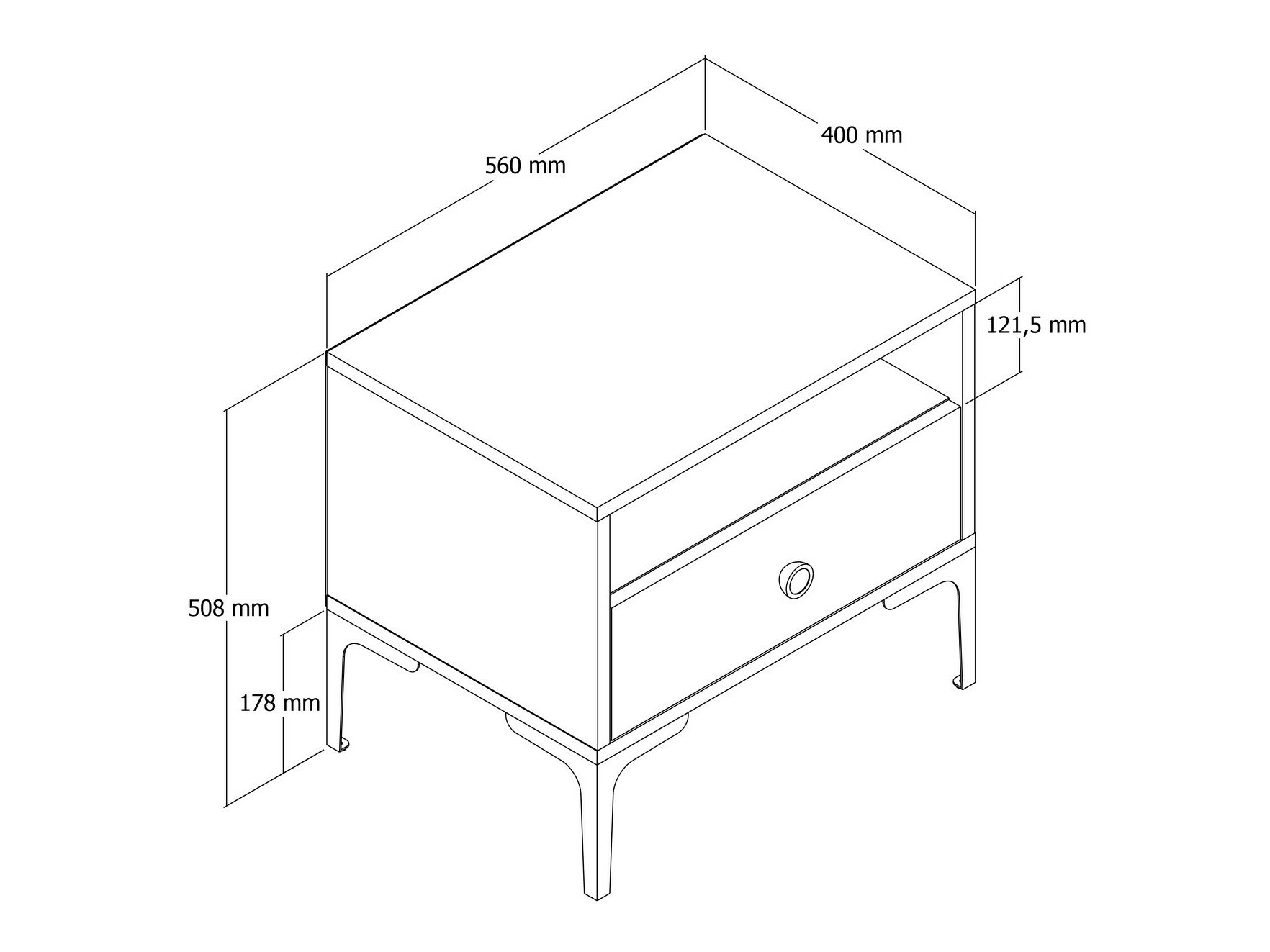 Mesilla de noche Kailua 1516 (Nogal + Mármol blanco)