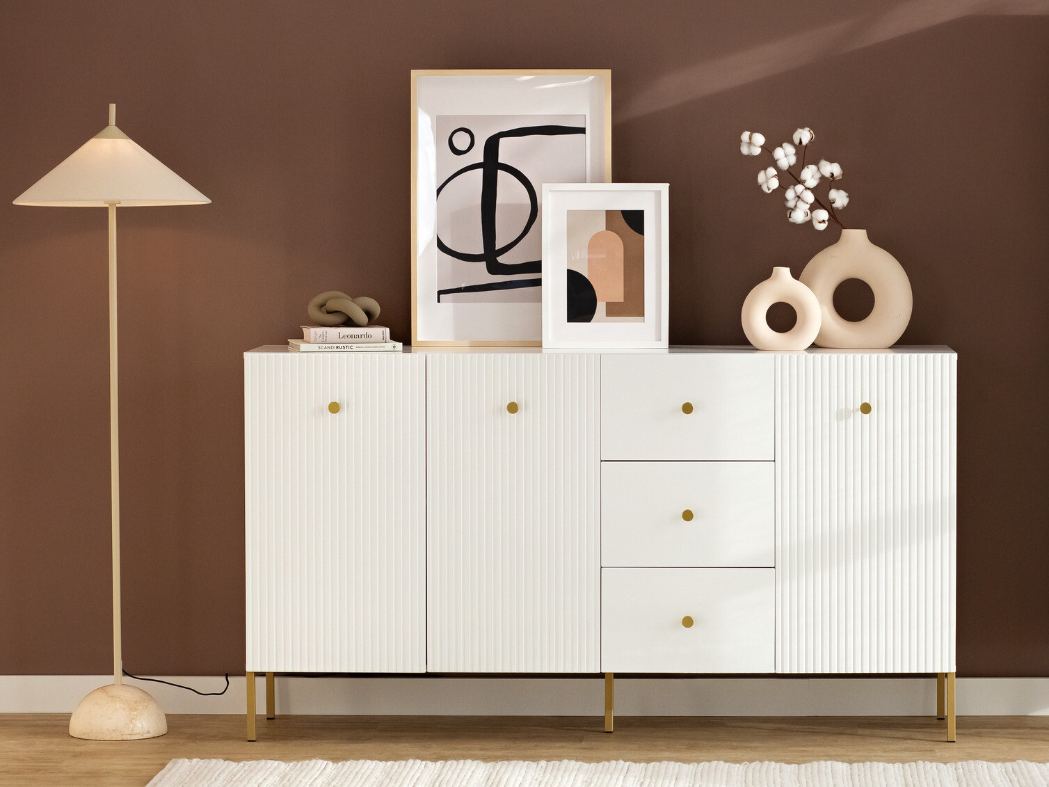 Cómoda Etliva 102 (Blanco + Dorado)