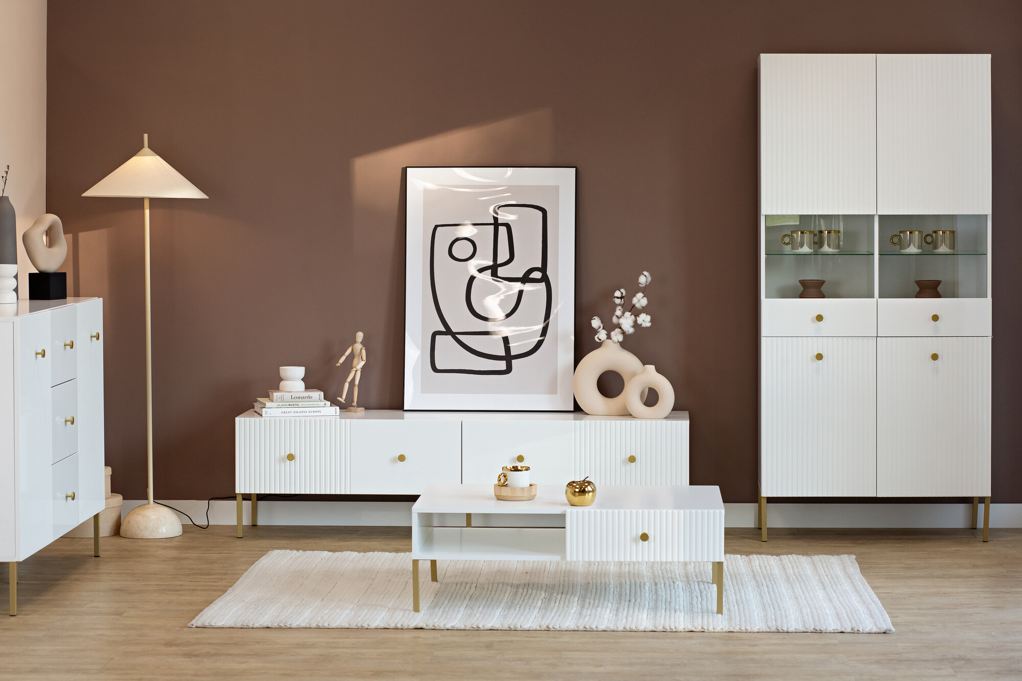 Estantería Etliva 108 (Blanco + Dorado)