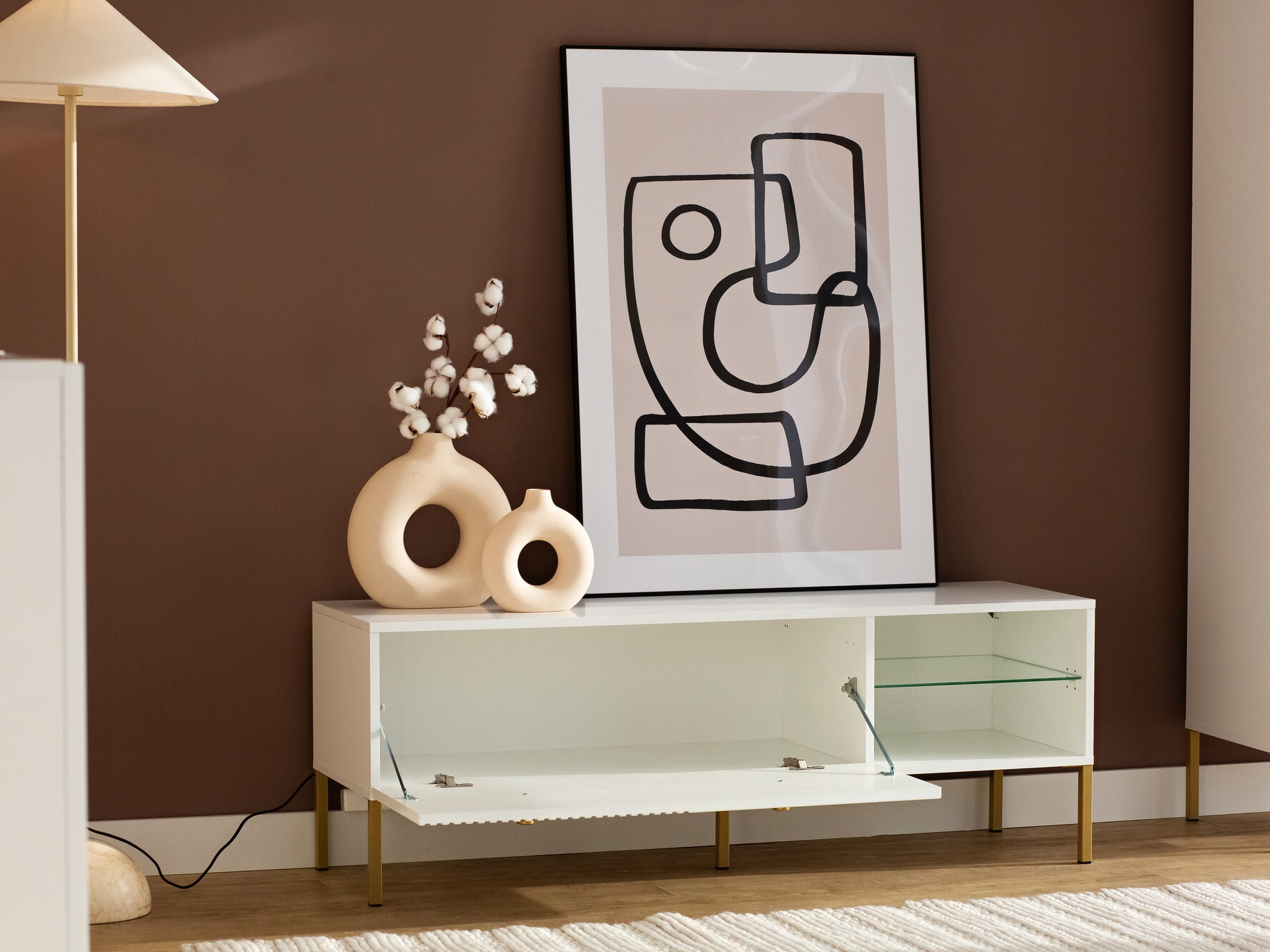 Mueble TV Etliva 104 (Blanco + Dorado)