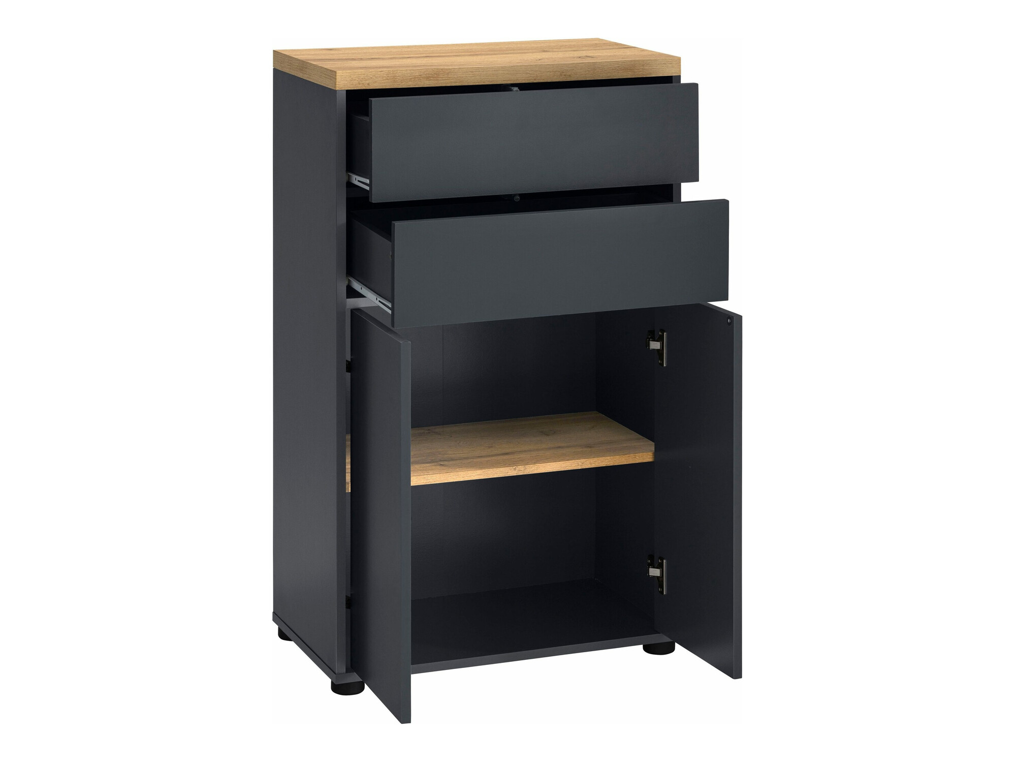 Armario de pie para baño Denton 1222 (Antracita + Roble)