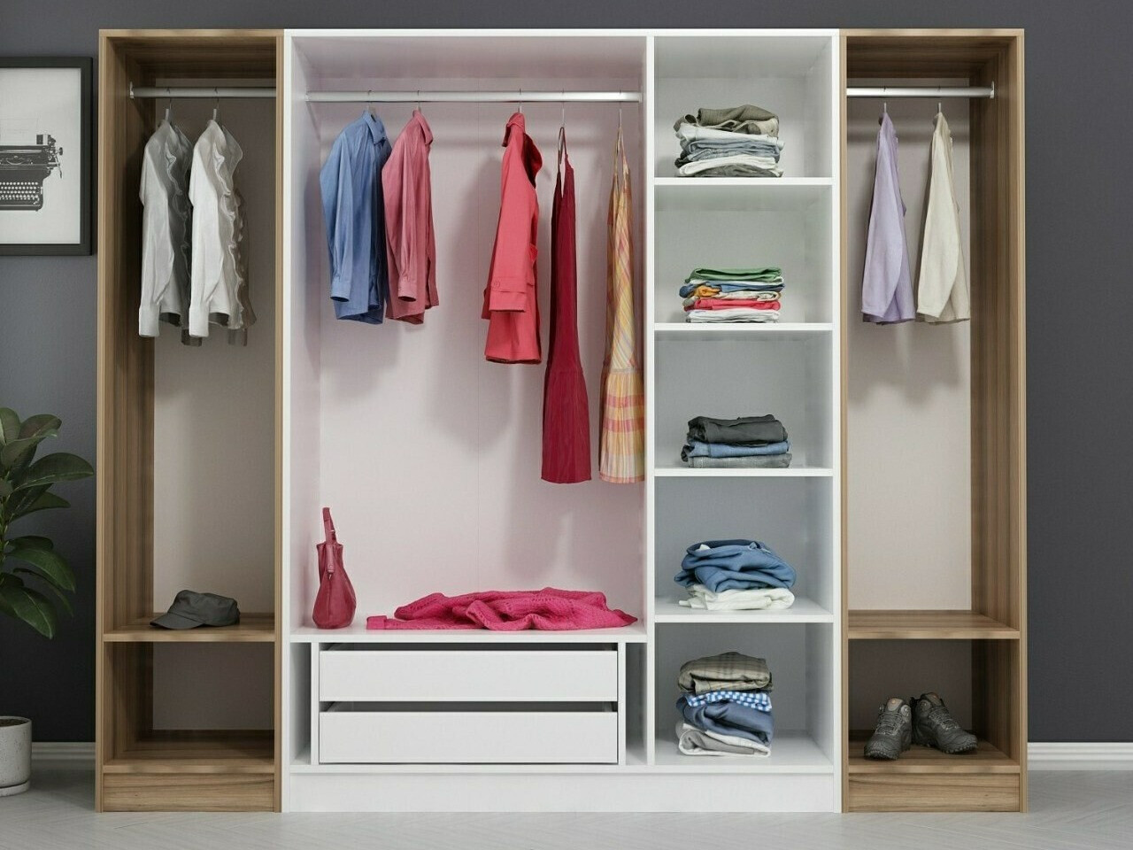 Armario Kailua L250 (Blanco + Roble)