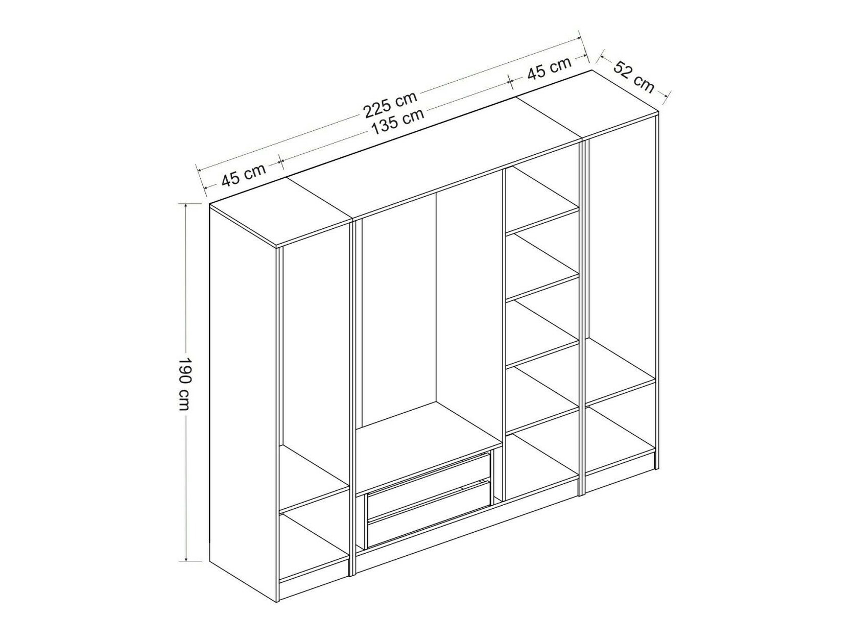Armario Kailua L250 (Blanco + Roble)