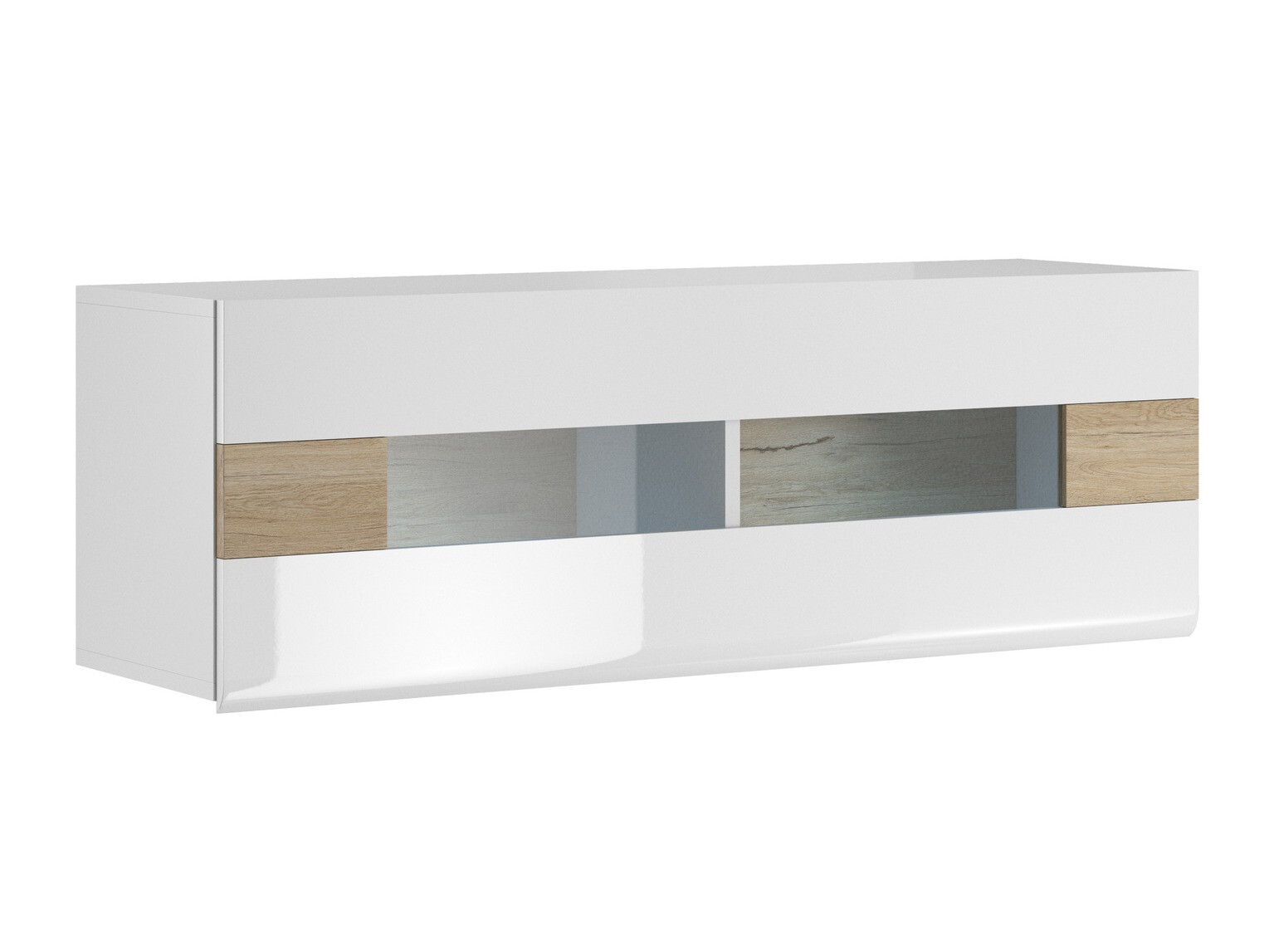 Armario de pared Torsone 116 (Blanco + Blanco brillante + Roble sanremo)
