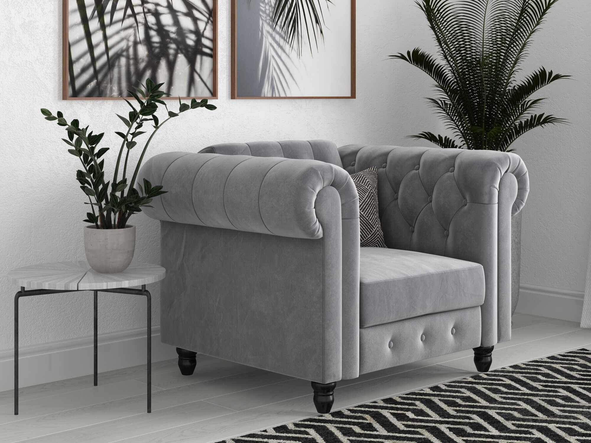 Chesterfield sillón Tulsa 630 (Gris claro)