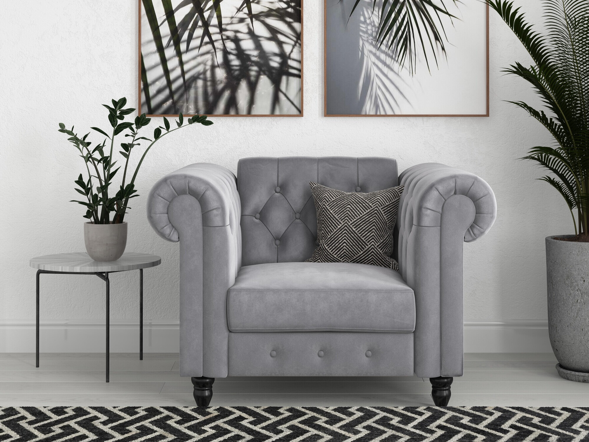 Chesterfield sillón Tulsa 630 (Gris claro)