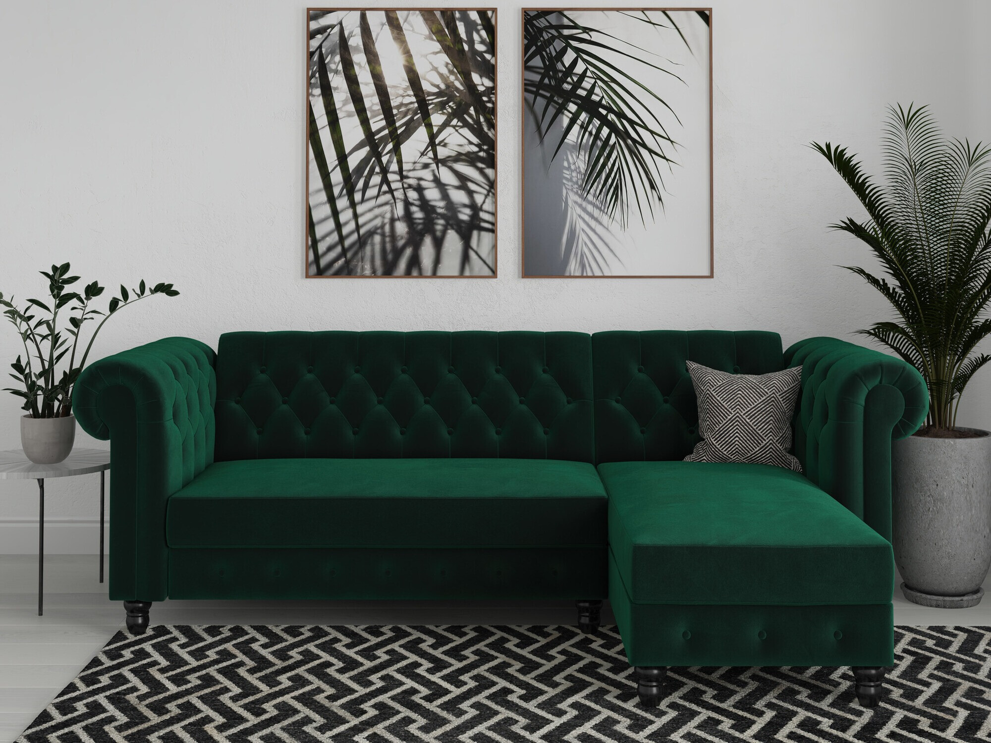 Chesterfield sofá rinconero Tulsa 622 (Verde oscuro)