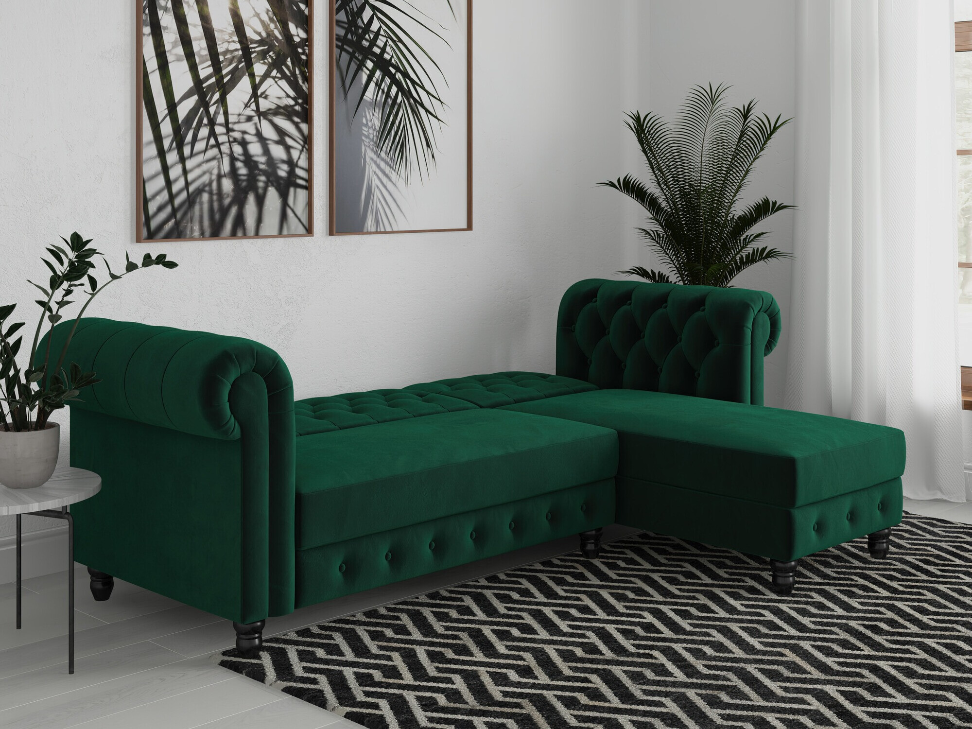 Chesterfield sofá rinconero Tulsa 622 (Verde oscuro)