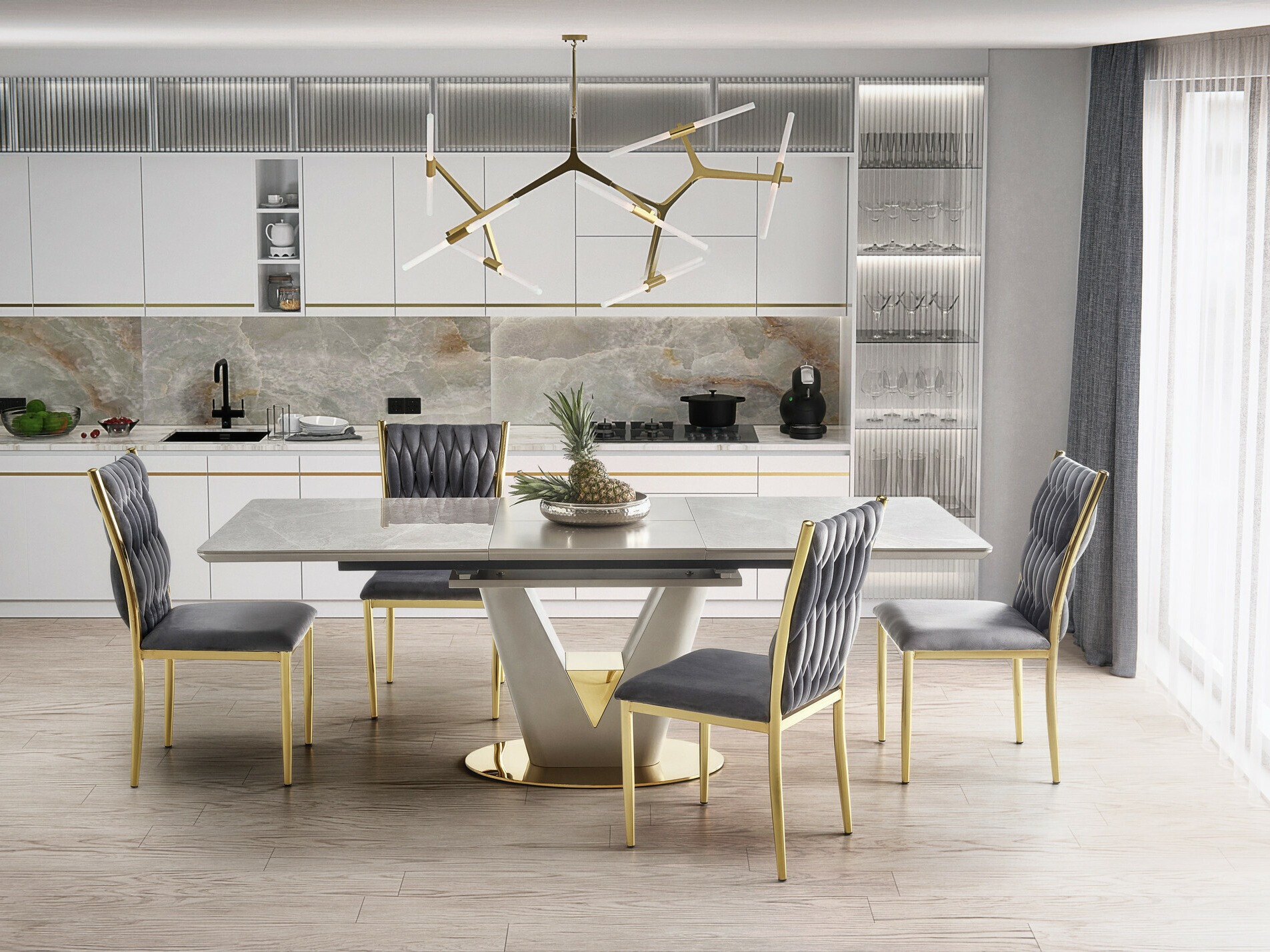 Silla Houston 1139 (Gris + Dorado)