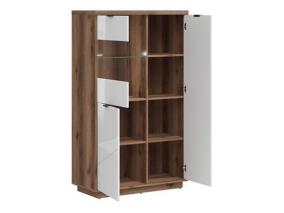 Conjunto de salón Fivale 110 (Roble delano oscuro + Blanco brillante)