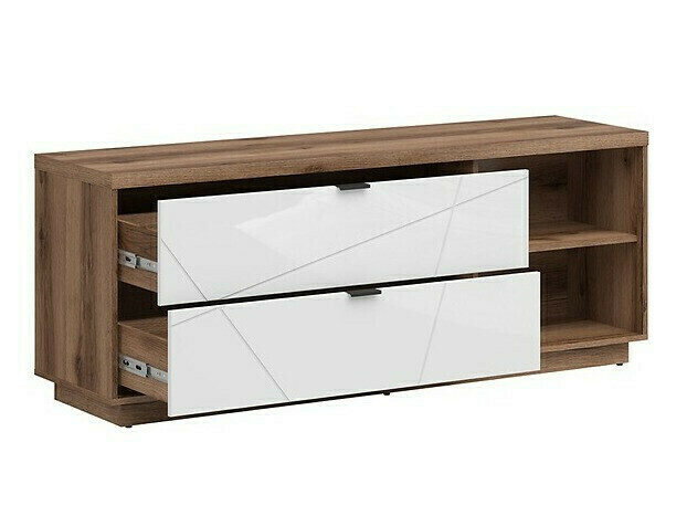 Conjunto de salón Fivale 110 (Roble delano oscuro + Blanco brillante)