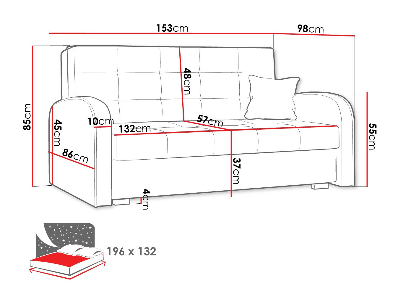 Sofá cama Columbus 116 (Kronos 19)
