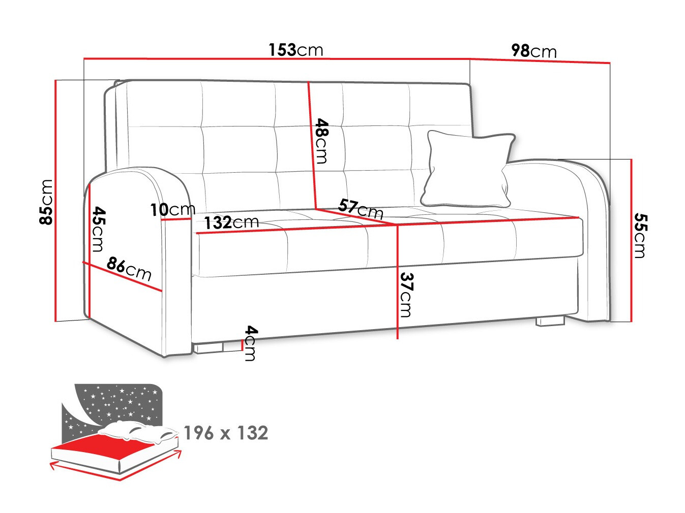 Sofá cama Columbus 116 (Kronos 22)