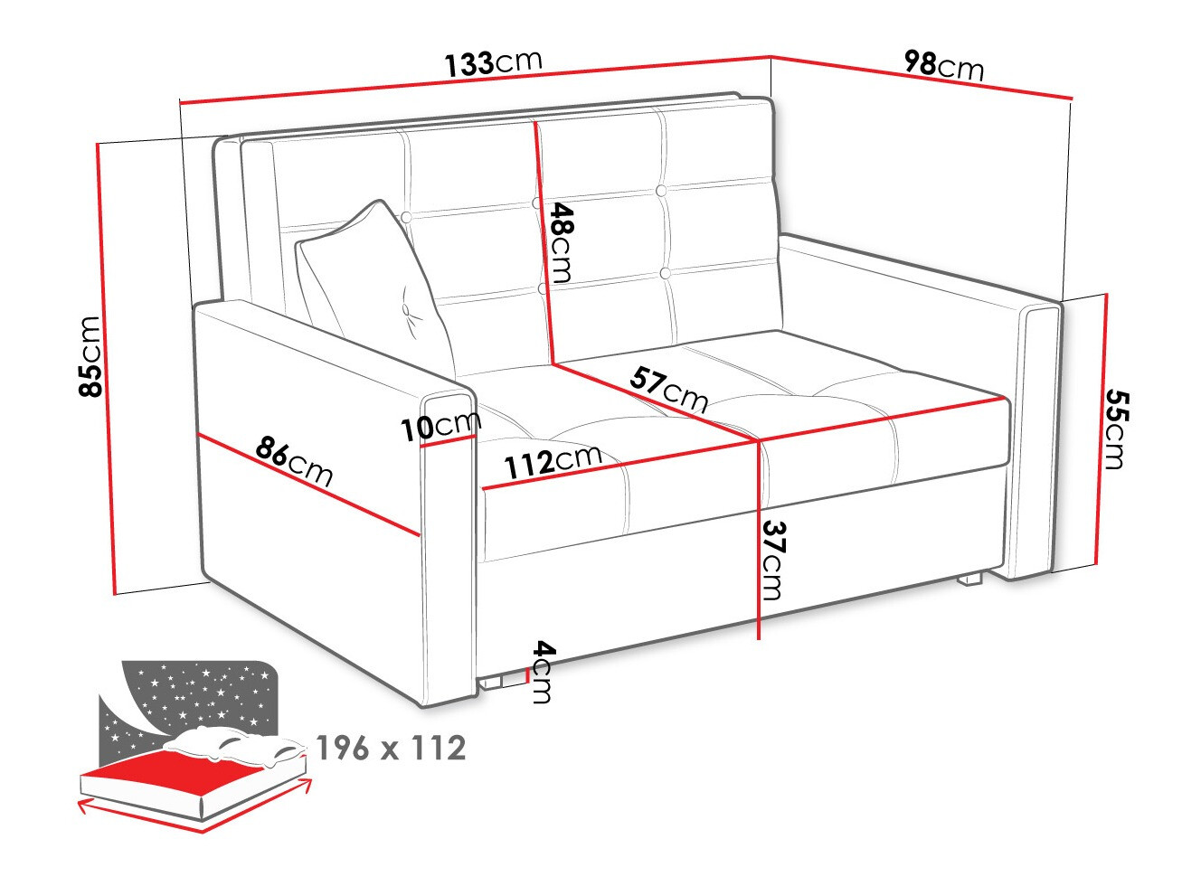 Sofá-cama Columbus 100 (Tatum 276)