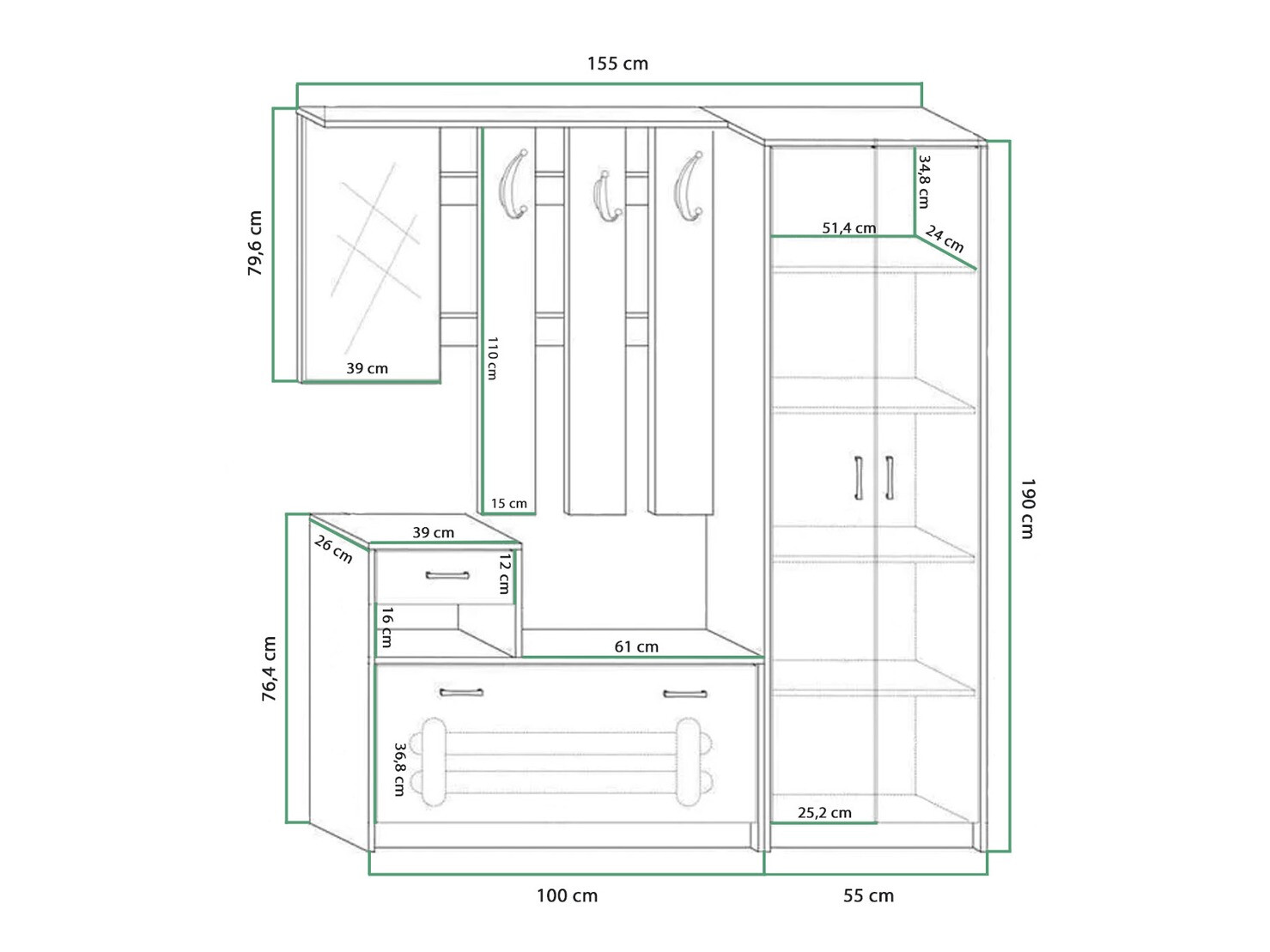 Conjunto para recibidor Gilroy 106 (Craft Tabaco roble + Crema)