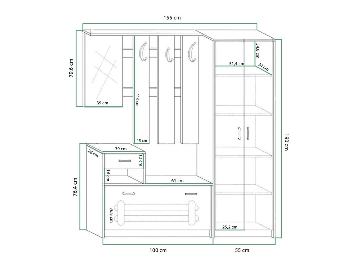 Conjunto para recibidor Gilroy 106 (Roble Sonoma + Blanco)