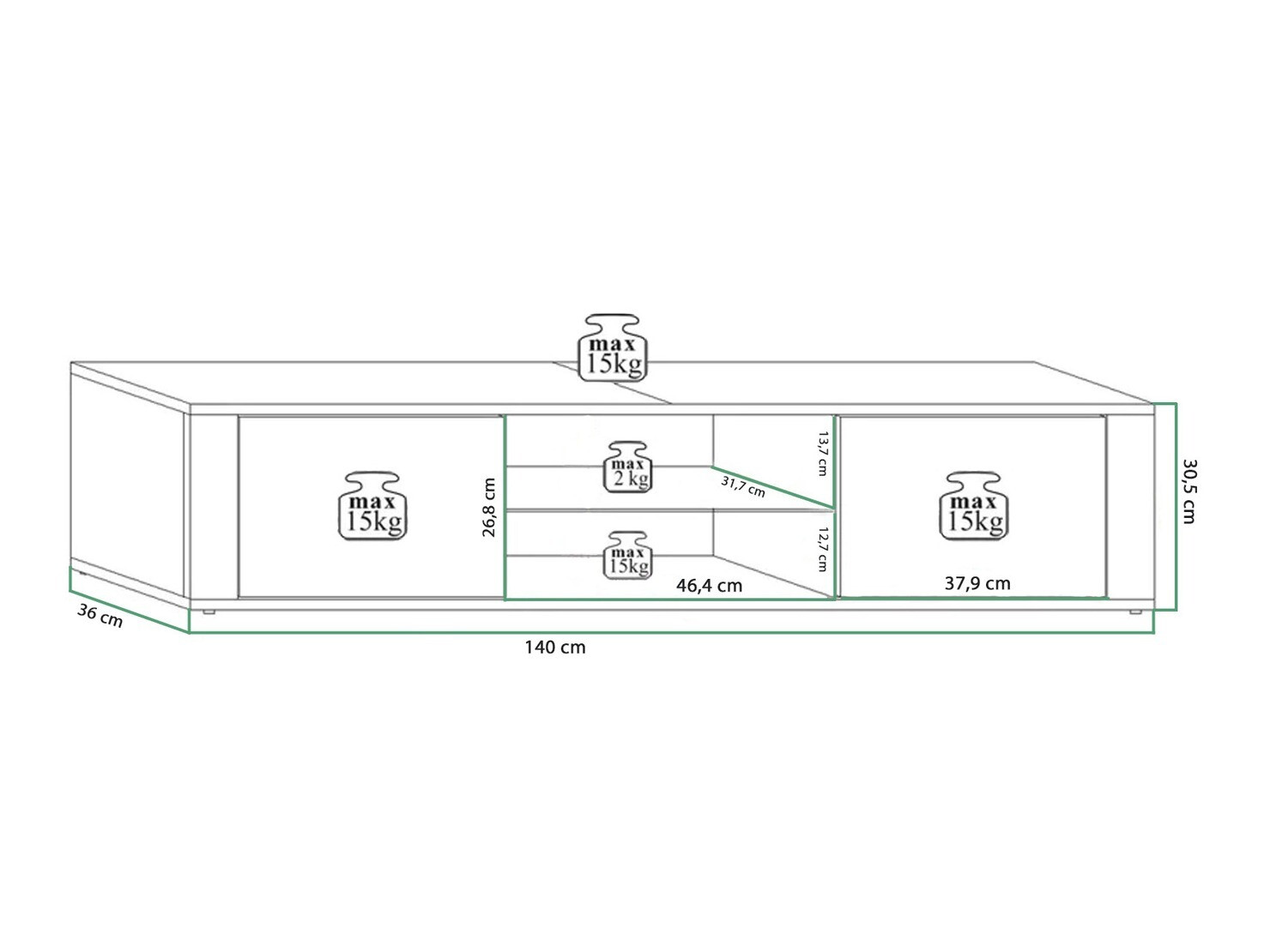 Mueble TV Gilroy 107 (Roble Sonoma + Blanco brillante)