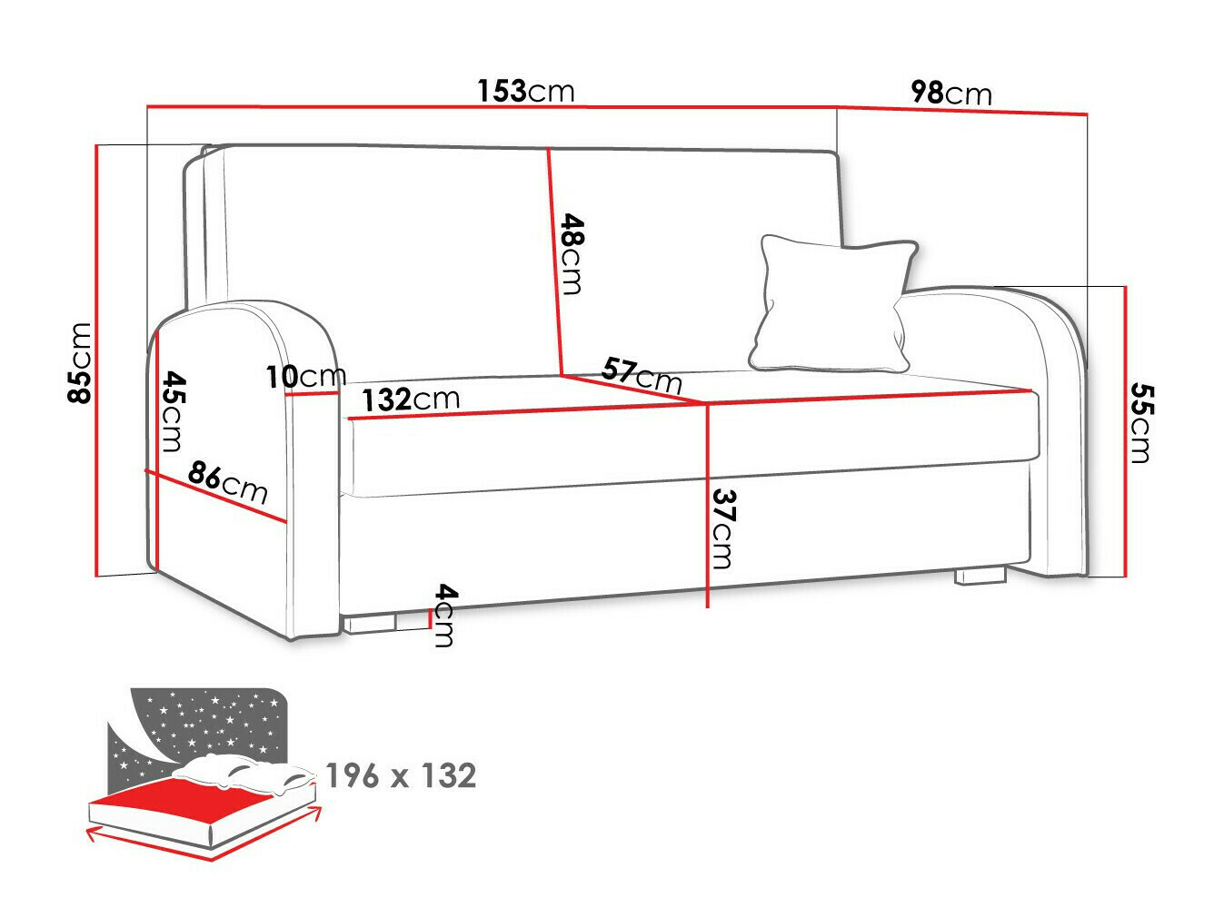 Sofá cama Galona III (Mono 237 + Sorriso 8)