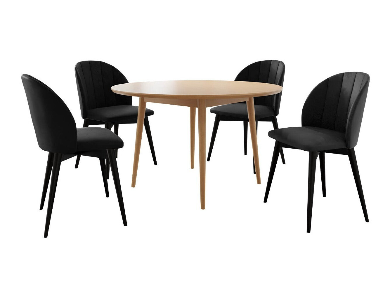 Conjunto de comedor Racine 127 (Negro + Magic Velvet 2219)