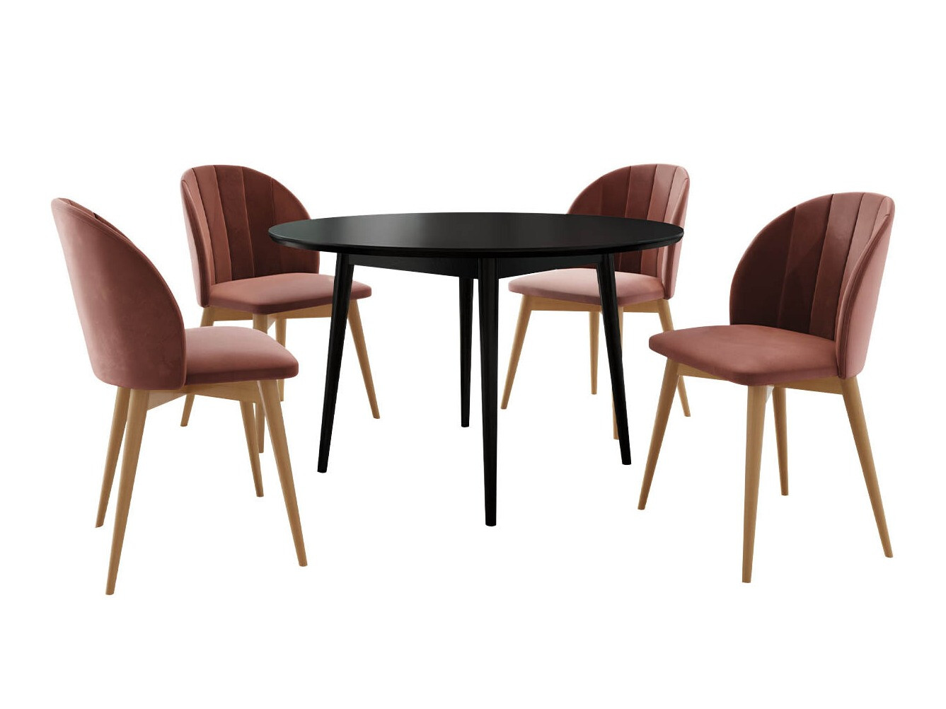 Conjunto de mesas y sillas para comedor Racine 127 (Marrón + Magic Velvet 2258)