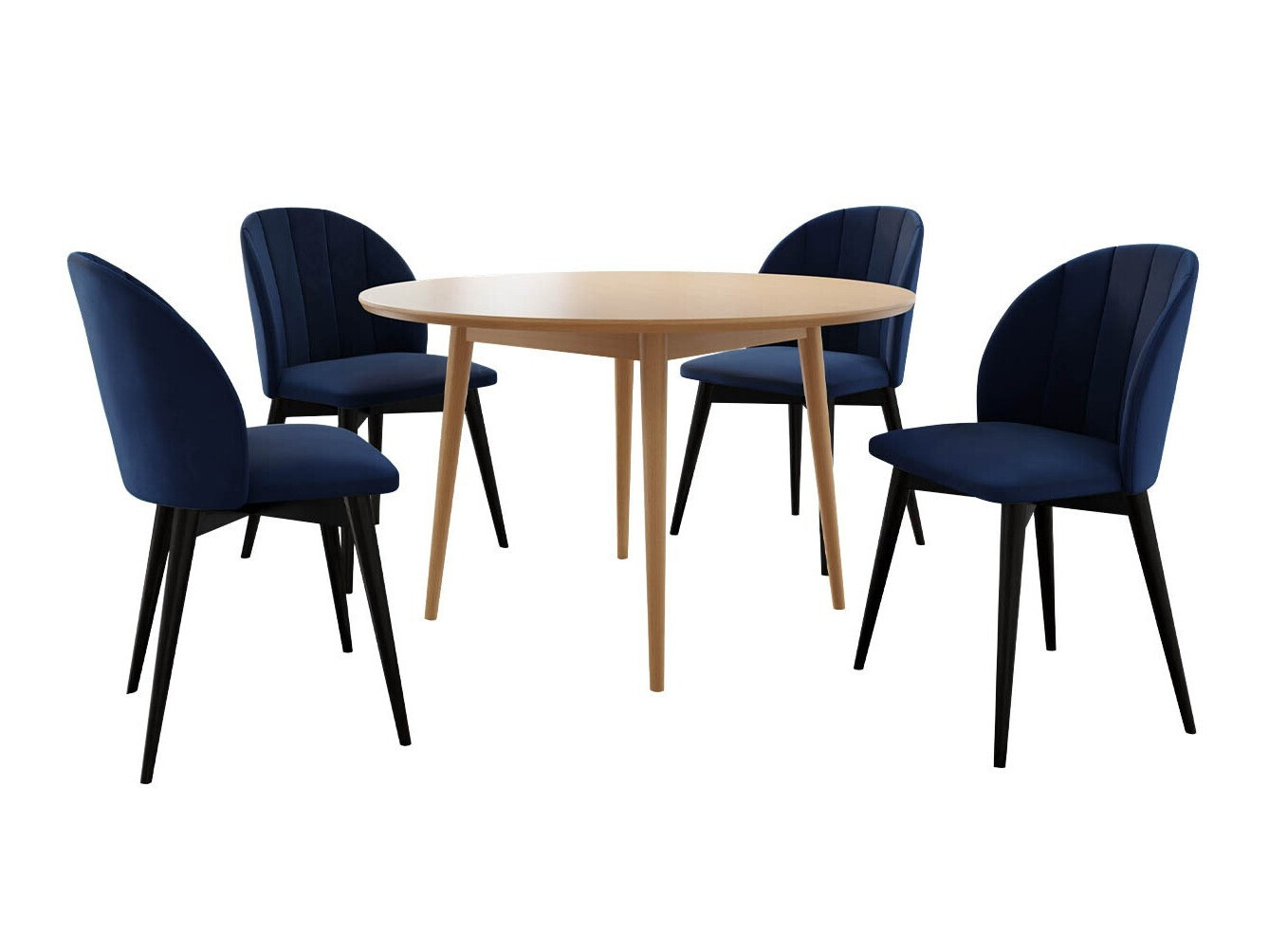 Conjunto de mesas y sillas para comedor Racine 127 (Negro + Magic Velvet 2216)