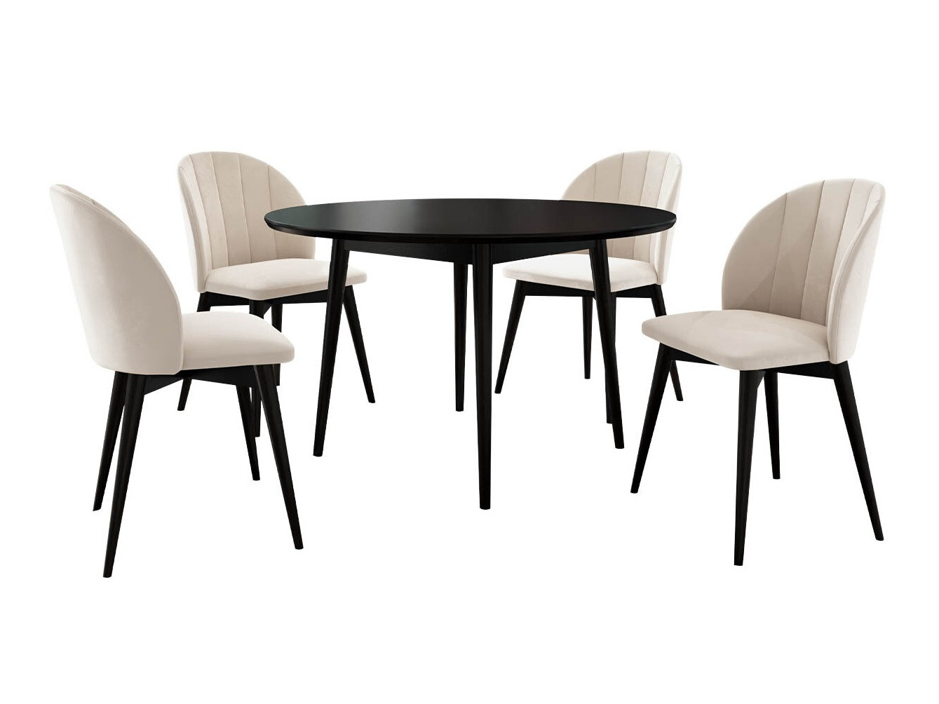 Conjunto de mesas y sillas para comedor Racine 127 (Negro + Magic Velvet 2250)
