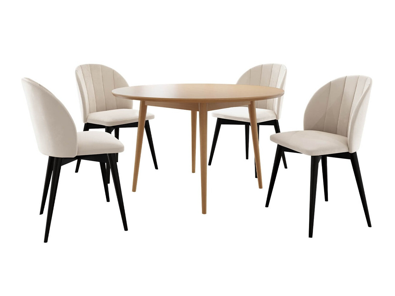 Conjunto de mesas y sillas para comedor Racine 127 (Negro + Magic Velvet 2250)