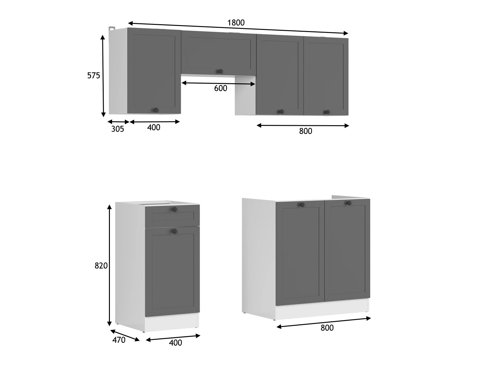 Conjunto de cocina modular Classic Grey 118