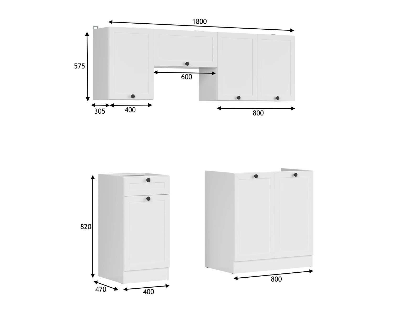 Conjunto de cocina modular Classic White 118