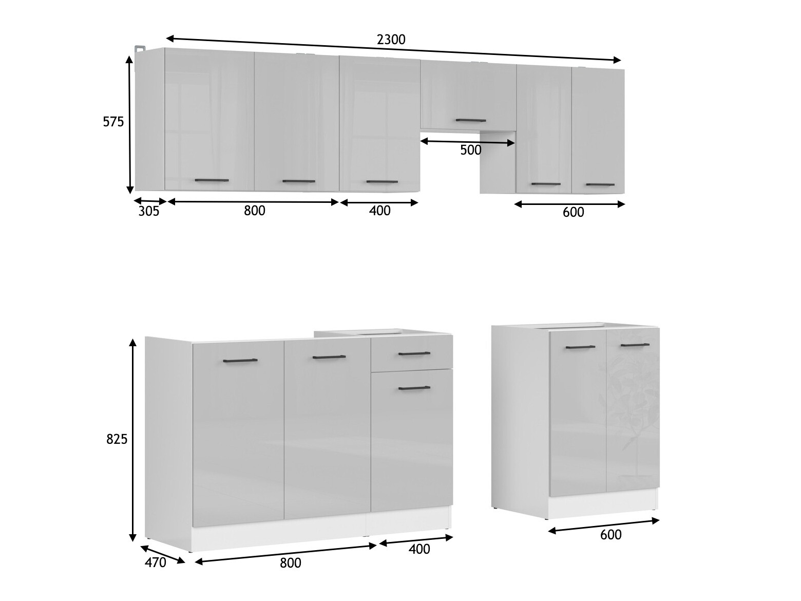 Conjunto de cocina modular Line Grey 119