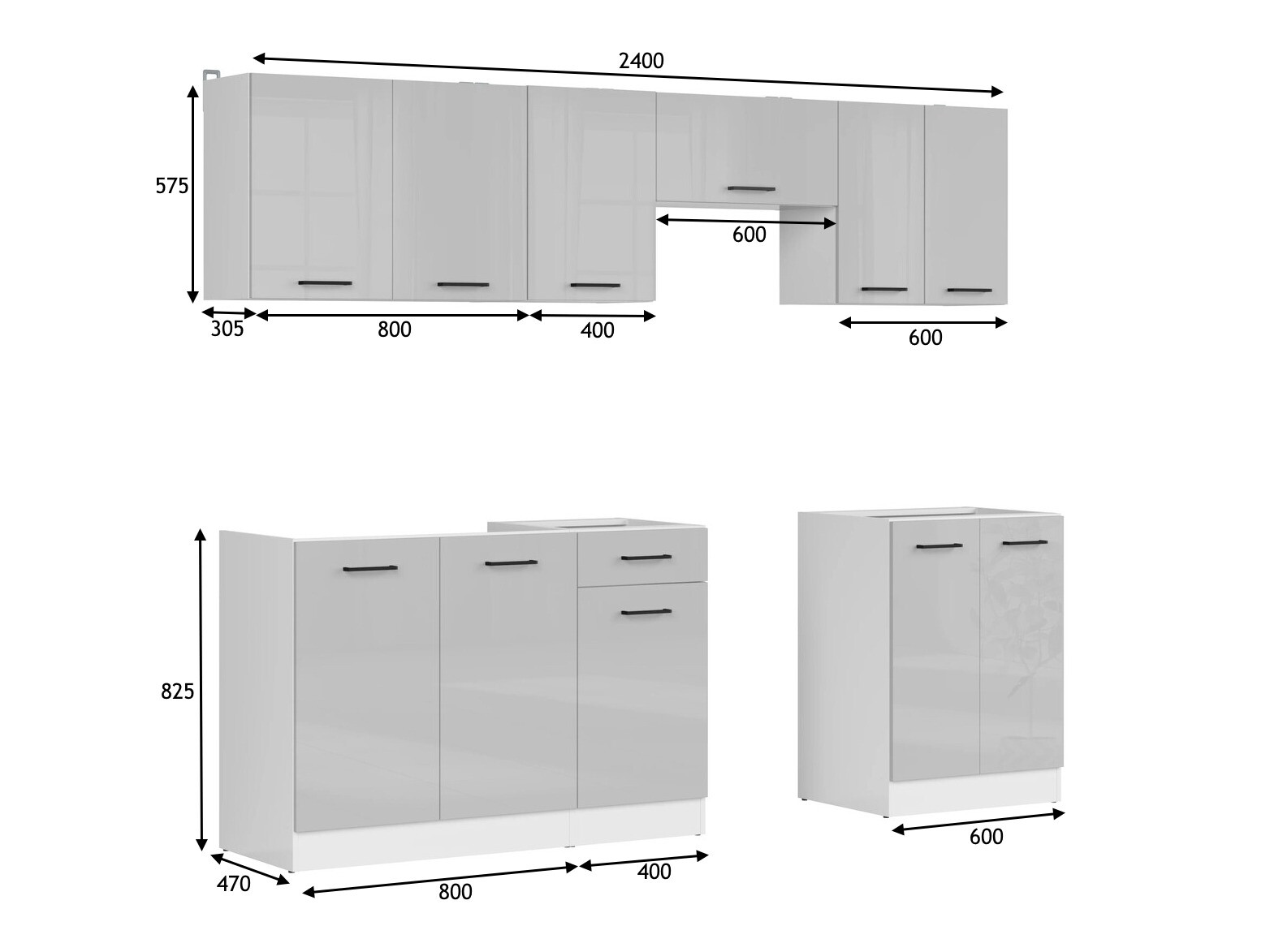 Conjunto de cocina modular Line Grey 120