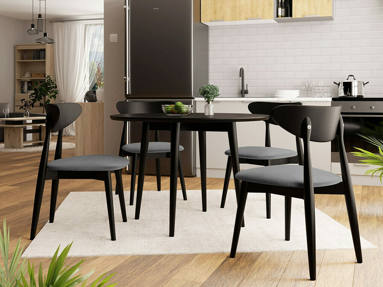 Conjunto de comedor Racine 124 (Negro)