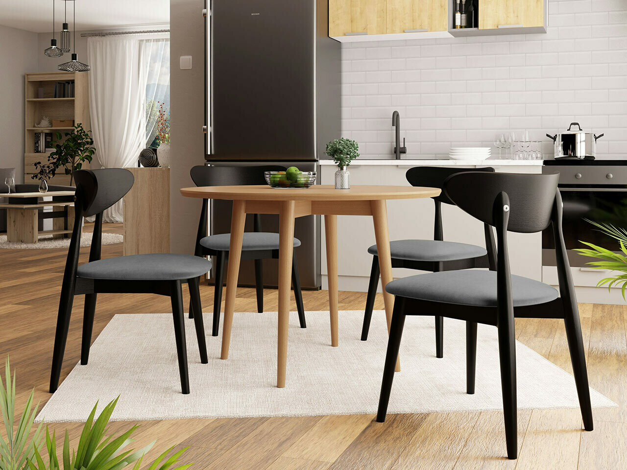 Conjunto de mesas y sillas para comedor Racine 124 (Negro)