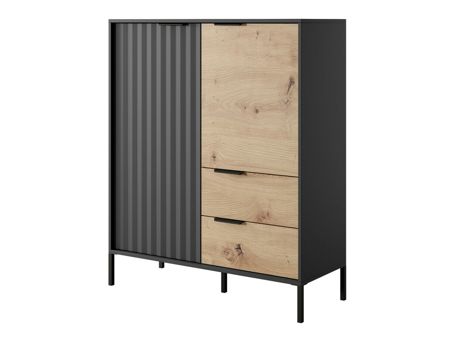 Cómoda Kingston 170 (Negro + Roble Artisan)