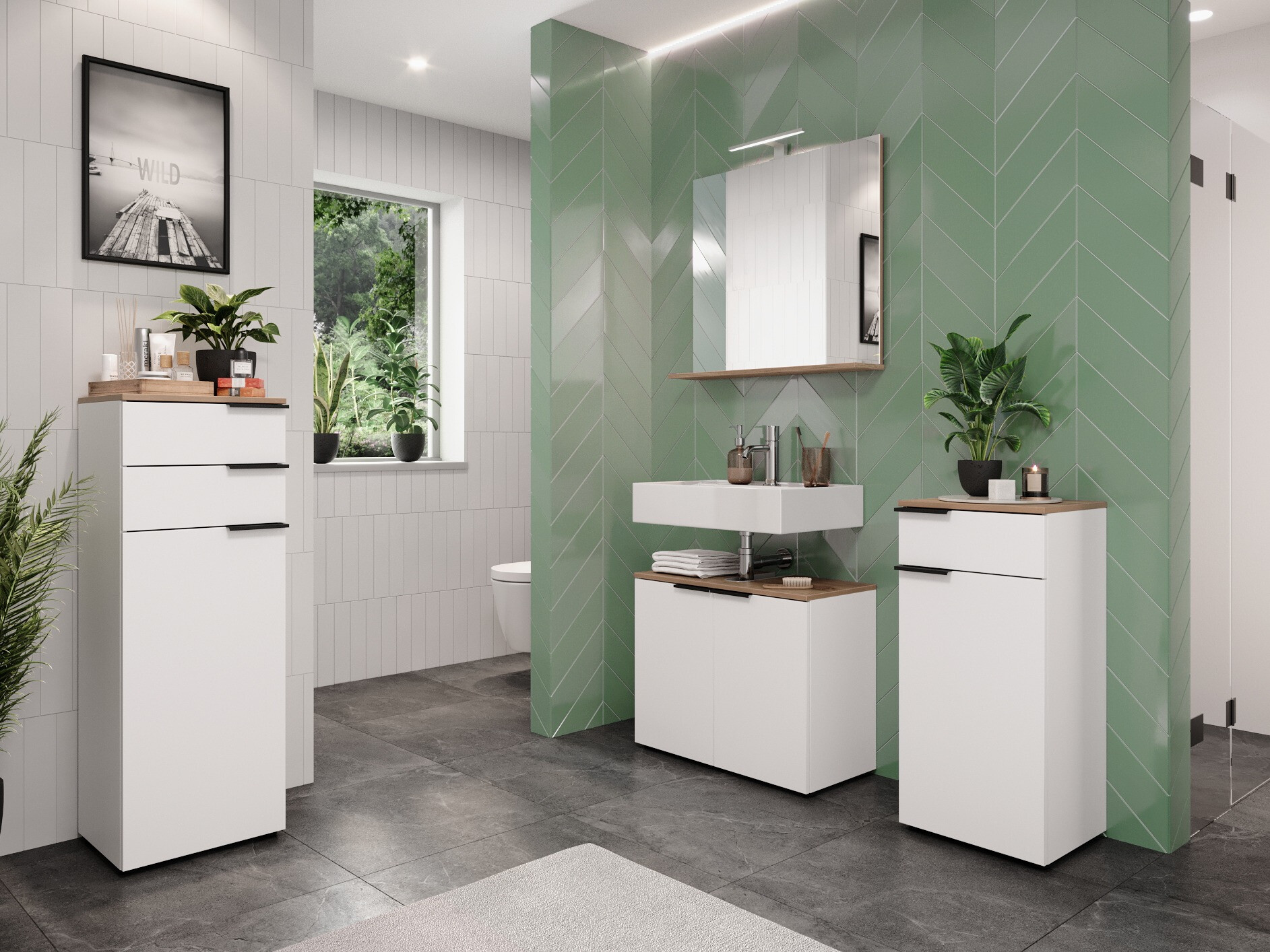 Armario de baño de pie para lavabo Fioloru 100