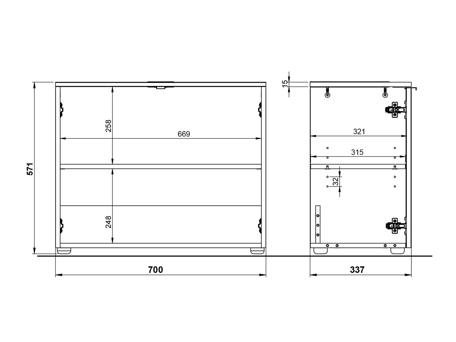 Armario de baño de pie para lavabo Fioloru 100