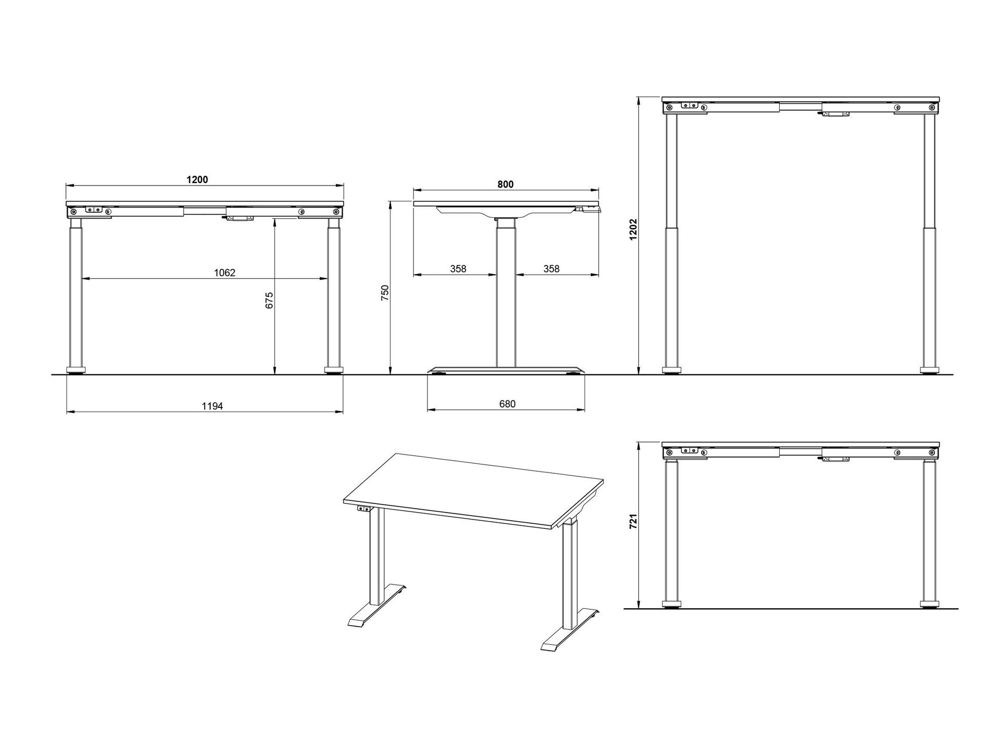 Escritorio de altura regulable Sacramento 417 (Navarra roble + Blanco)