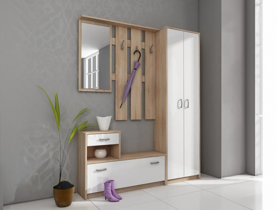 Conjunto para recibidor Gilroy 106 (Roble Sonoma + Blanco)