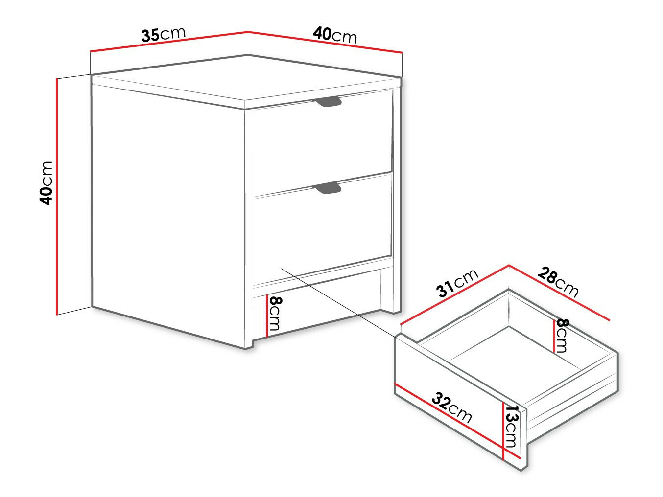 Mesilla de noche Comfivo Larmire 106 (Blanco)